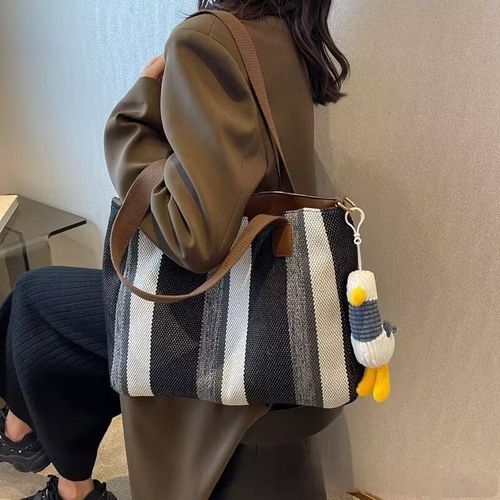 product_image_name-Fashion-Fashion Simple striped canvas Women Handbags  Shoulder Girl Bags-6