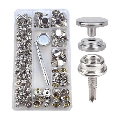 Boat Canvas Snaps Stainless Steel Screw Boat Cover Snaps Metal Snaps 3/8  Inch Socket Snap Screw Stud Canvas Snap Tool for Boat Covers (50 Pcs)