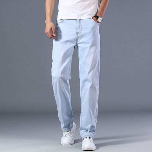 Fashion Plus Size 40 42 44 Men's Light Blue Jeans Spring And