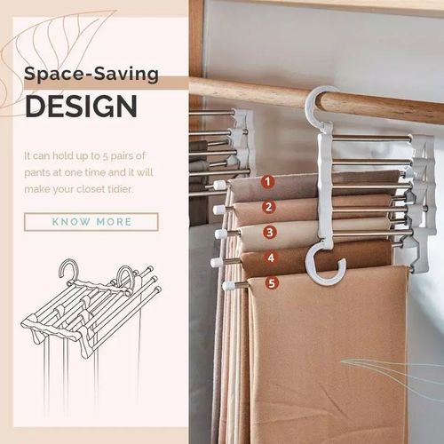 5 Layers Pants Hangers, Multi-layer Trousers Hangers, Plastic Non-slip Space  Saving Closet Storage Organizer (d-v2) | Fruugo QA