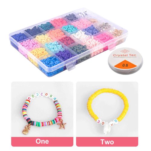 Generic 4800 Pcs Clay Heishi Beads Flat Beads Kit For Bracelets