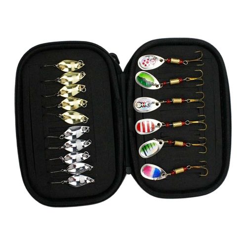 Generic 16Pcs Fishing Lures Spinners Spoon Baits Set With Storage