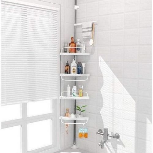 Tebru 4-Tier Bathroom Corner Shelf, Height Adjustable Telescopic Shower  Shelf Shower Corner Rack 