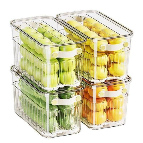 product_image_name-Generic-Stackable Acrylic Fridge and Freezer Organizer Bin with Durable Handle - Multi-purpose Food Storage Containers-1