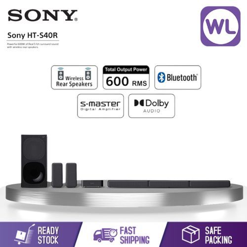 Sony HT-S40R - 5.1ch Soundbar with Subwoofer and Wireless Rear Speakers