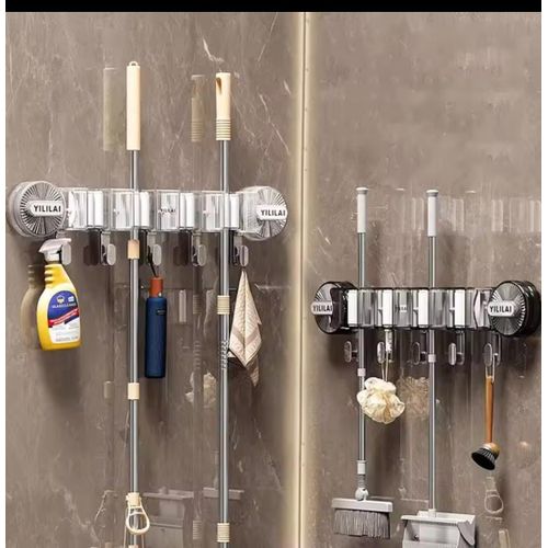 product_image_name-Generic-4-Holes Multi-Purpose Hooks Mop Hanger / Rack with Hanging Hooks & Self adhesive-2