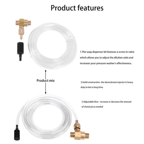 Downstream Injector for Pressure Washer, Power Washer Chemical Injector Kit  with 3/8 Inch Quick Connect, 4000PSI Adjustable Soap Dispenser