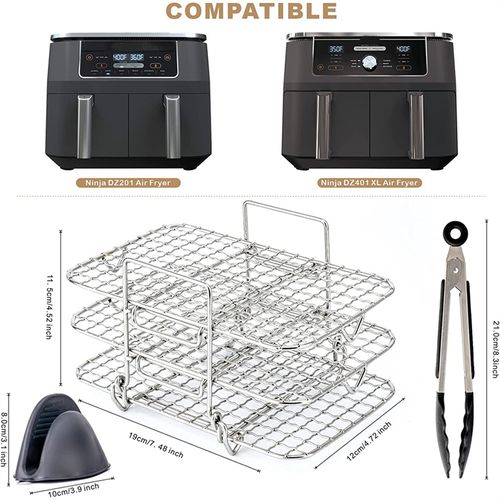 Air Fryer Rack For Ninja Dual Air Fryer 304 Stainless Steel Multi-Layer  Dehydrator Rack Toast