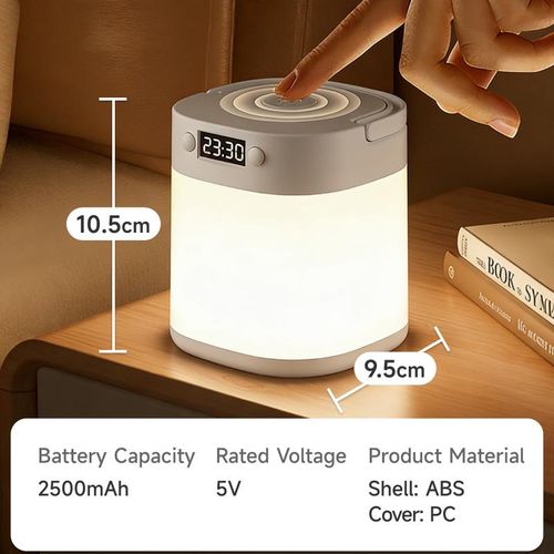 product_image_name-Generic-Rechargeable Bedside Night Light with Digital Clock & Remote - 2400mAh Emergency Lamp (Tap Control)-7