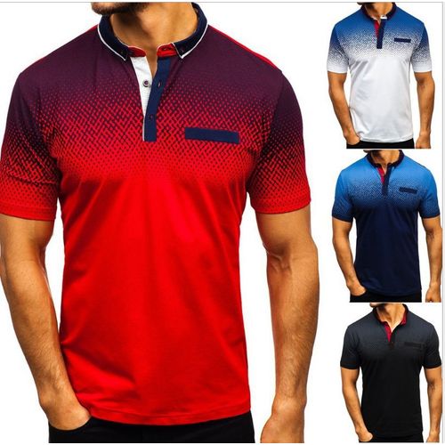 Fashion 4 piece set Polo shirt 3D effect short-sleeved lapel t-shirt