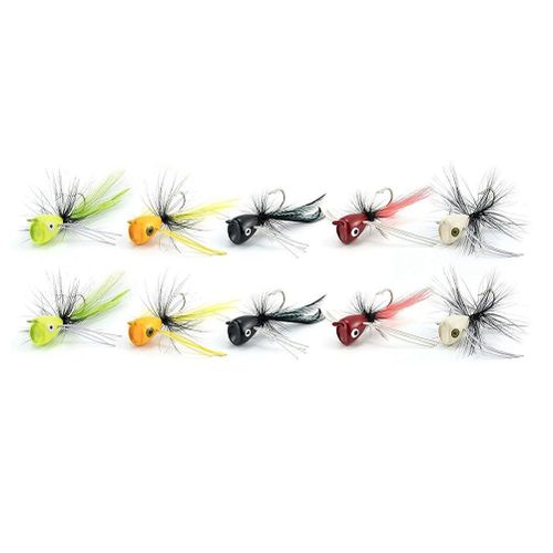 915 Generation 10PCS Fly Fishing Poppers,Topwater Fishing Lures