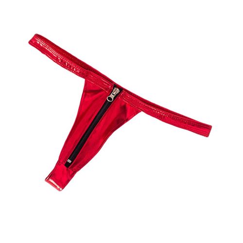 Generic Sexy Women Leather Zipper Open Front Thong Underwear G