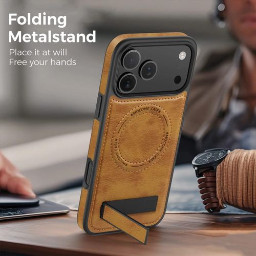 product_image_name-Generic-Case for iphone 17 Pro,Solid Color Premium PU Leather Cover Case with Hidden Folding Kickstand Magnetic Wireless Charging-1