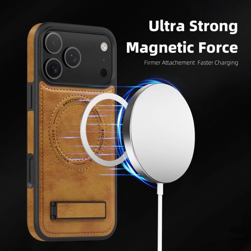 product_image_name-Generic-Case for iphone 17 Pro,Solid Color Premium PU Leather Cover Case with Hidden Folding Kickstand Magnetic Wireless Charging-3