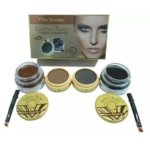 product_image_name-Kiss Beauty-4 In 1 Eyebrow Powder (2pcs Brown & Black), Eyeliner Gel (2pcs Brown And Black)-2
