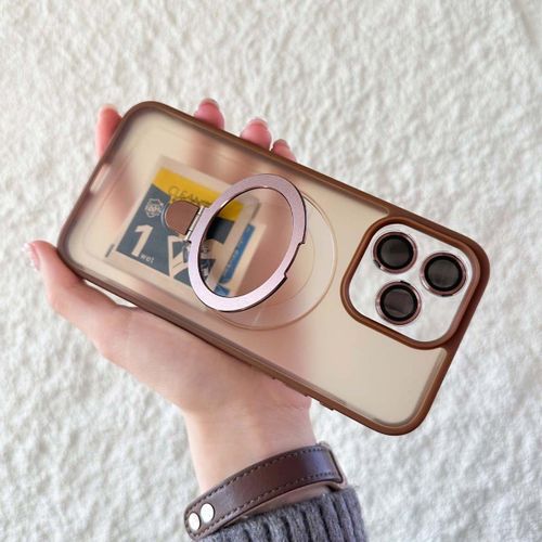 product_image_name-Generic-Matte Clear Magnetic Case with Free Camera Lens Protector for iPhone 16 Pro Max – MagSafe Compatible - Brown-1