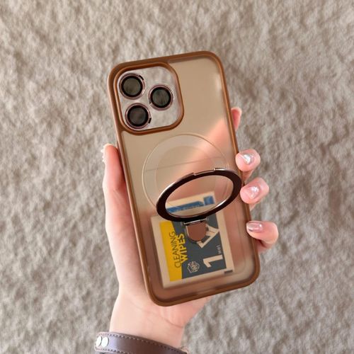 product_image_name-Generic-Matte Clear Magnetic Case with Free Camera Lens Protector for iPhone 16 Pro Max – MagSafe Compatible - Brown-2
