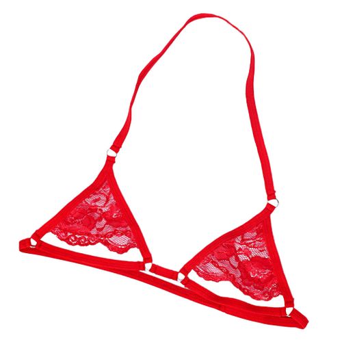 CROSSDRESSER Sissy Red Lace Halter Style Bra and Bikini for sale online