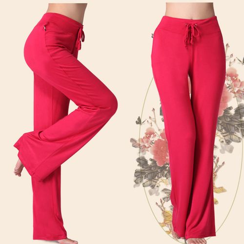 Generic Women Solid Color High Waist Drawstring Wide Leg Long Pants Yoga  Dance Trousers @ Best Price Online