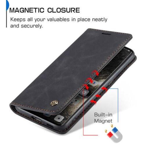 product_image_name-Generic-Xiaomi Redmi Note 13 Pro (5G) Retro Flip Wallet Suede Leather Cover Case, All-Round Protective Phone Case with Card Holder and Foldable Stand, Black-5