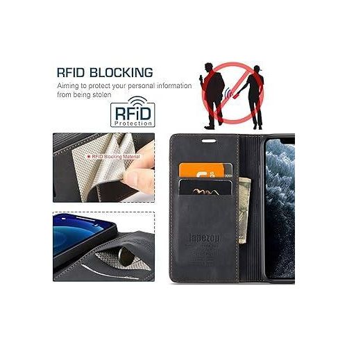 product_image_name-Generic-iPhone 12 Wallet Case with ,Leather Flip Book Phone Case Cover (Black)-2