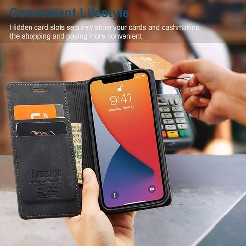 product_image_name-Generic-iPhone 12 Wallet Case with ,Leather Flip Book Phone Case Cover (Black)-7