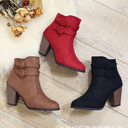 OKBOP Women's Low-heeled Ankle Boots-Fashion Christmas Booties Non Slip  Shoes for Women Fishing Boots Warm Winter Womens Boots Clearance 