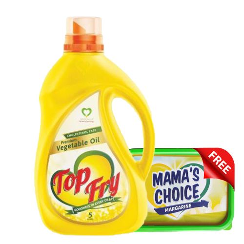 product_image_name-Top Fry-Top Fry Vegetable Oil - 5L + Free 1Kg Margarine-1
