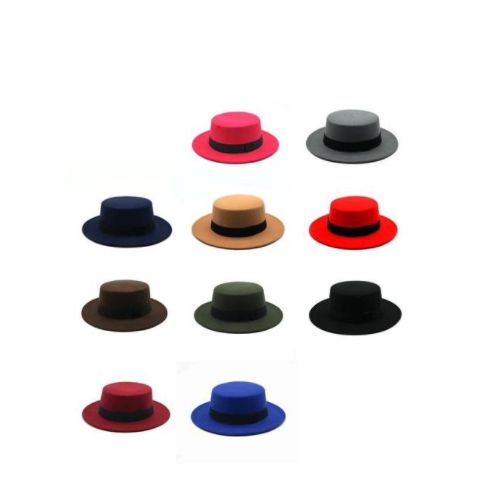 Fedora Wide Brim Flat Top Jazz Hat 
