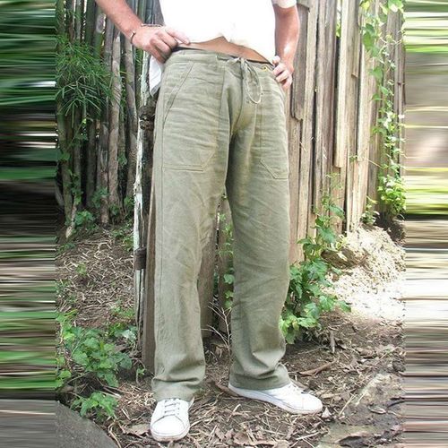 Men's Casual Linen Trousers | Drawstring | Natural White | Percival Menswear