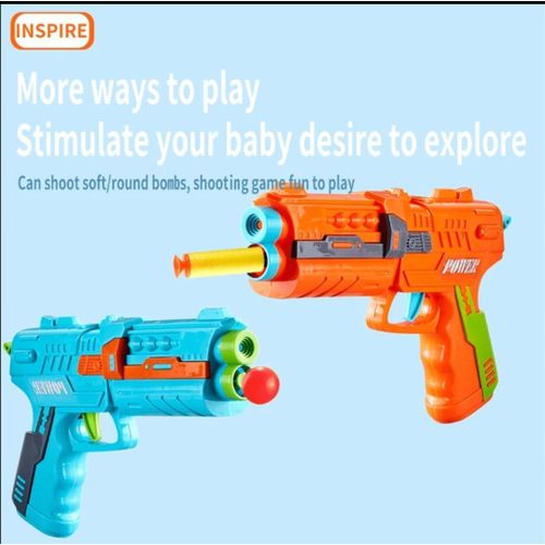 product_image_name-Generic-Kids Manual Soft Bullet Toy Gun – No Battery Required – One Click Launch -1