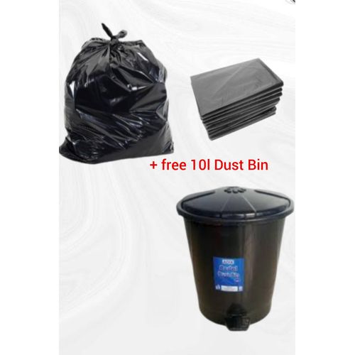 product_image_name-Generic-50pcs GARBAGE BAGS -BIN LINERS + free 10L dust bin-1