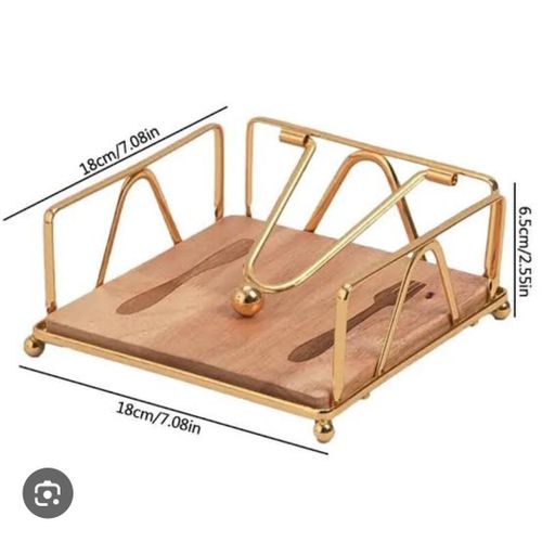 product_image_name-Generic-Bamboo Base Metallic Serviet Holder – Elegant Napkin Stand for Tabletop Use-3