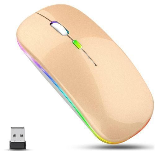product_image_name-White Label-Colorful LED 2.4G Rechargeable Mouse - Gold-1