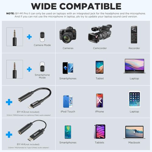 product_image_name-Boya-BY-M1 Lavalier Microphone Clip-On Mic For Smartphones DSLR Camcorders Audio Recording-4
