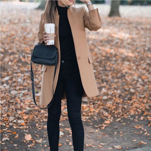 Fashion Women Trench Long Coat Winter Spring Lapel Long Sleeve Coats Office  Ladies Solid Slim Overcoat Outwear @ Best Price Online