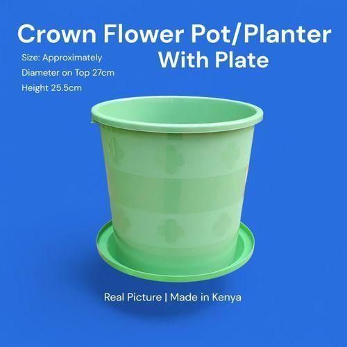 product_image_name-Generic-Crown 10 litres high quality plastic pot planters with plate-1