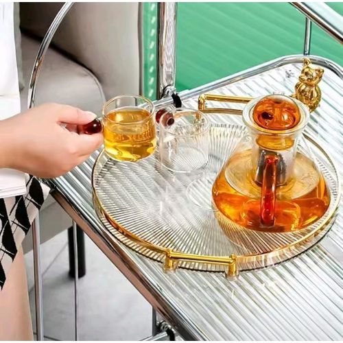 product_image_name-Generic-Acrylic round multipurpose vanity tray with gold handles. Green, Transparent-1