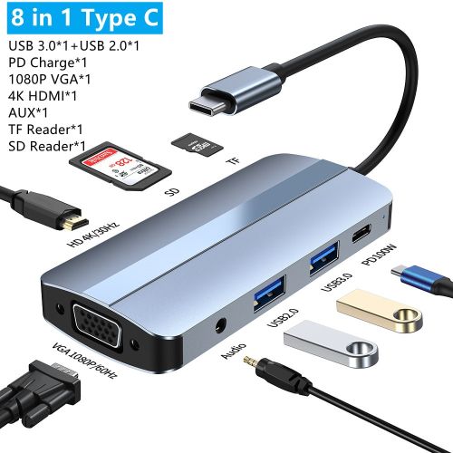 11 en 1 A - Adaptateur Multiport USB type-c , Hub 3.0, HDMI 4K