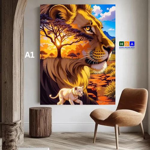 product_image_name-Canvas Prints-Lioness and Cub Canvas Printed Art-2