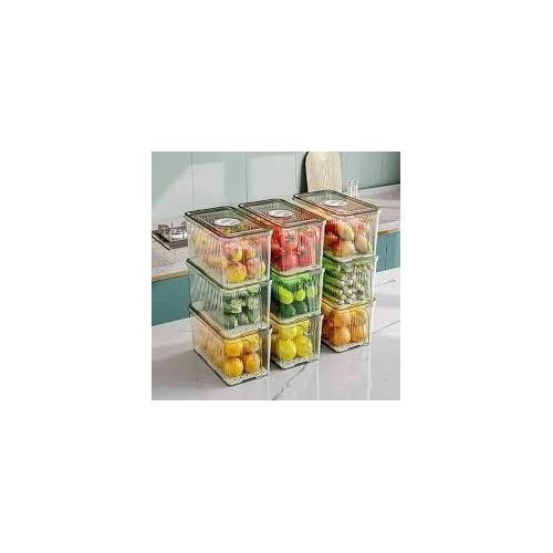 product_image_name-Generic-3 pcs 3L Refrigerator Storage Container with Drain Plate & Handle - Stackable Fresh Produce Keeper-1