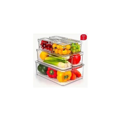 product_image_name-Generic-3 pcs 3L Refrigerator Storage Container with Drain Plate & Handle - Stackable Fresh Produce Keeper-4