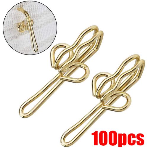 Generic 100 Pieces Brass Curtain Hooks Metal Drapery Header Tape @ Best  Price Online