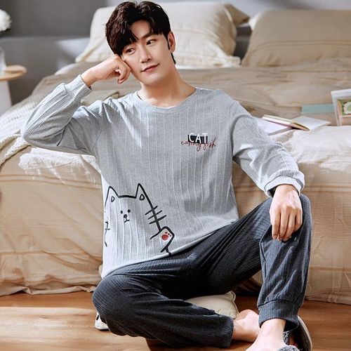 Generic Men s Pajamas Suit Casual Men Cartoon Print O Neck Long Pants Pajamas Home Sleepwear Set Homewear Pjs Pyjamas Freeship Best Price Online Jumia Kenya