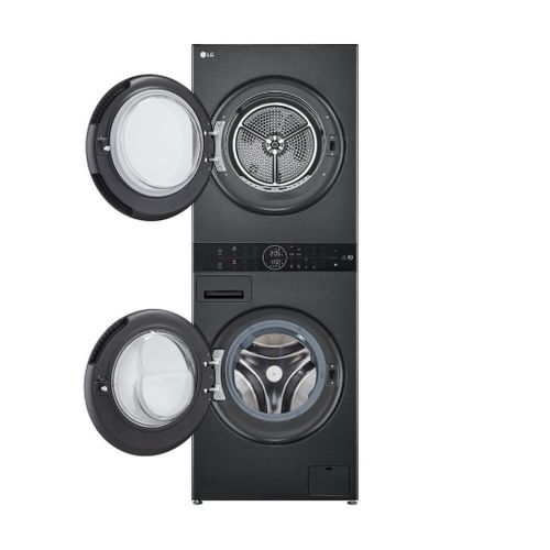 LG WT1311PB 13/10KG WashTower™ with Centre Control™, Smart Washer Dryer, AI Direct Drive™, Black PLUS FREE MICROWAVE