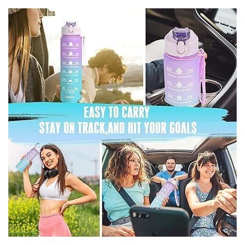 product_image_name-Generic-Motivational Water Bottle With Straw 3 Pcs, 2L, 900ml, 300ml Time Marker Leakproof Bottles For Sports Gym Travel BPA Free - Color May Vary-3