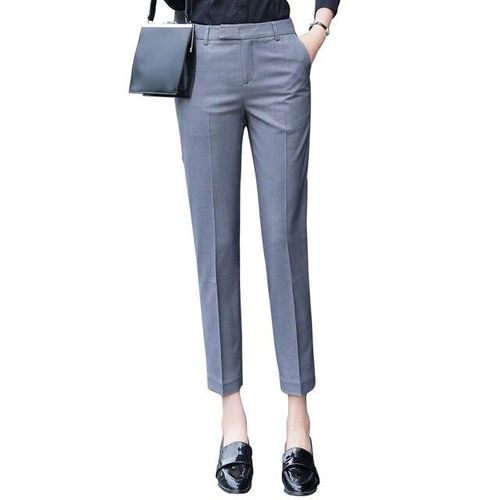 16 Jeans Black Gray Suit Pants Woman High Waist Pants Office Ladie