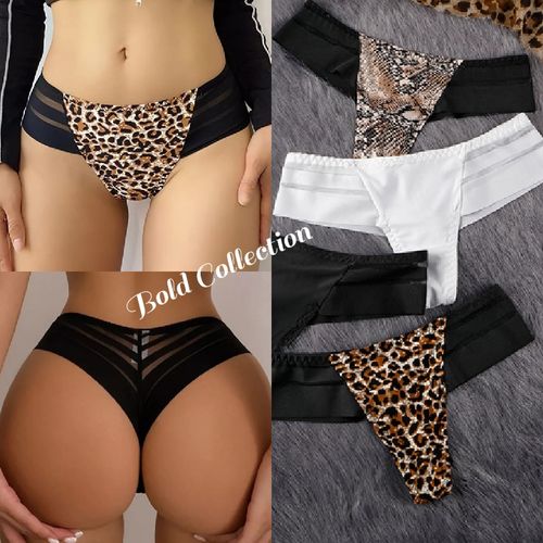 3PCS Fashion Print Panties Women G String Low Waist Seamless