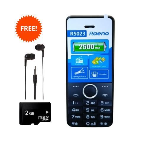 product_image_name-Raeno-R5023 1.77" Triple Sim Bluetooth/FM Rear Camera with Dual Flash 2500mAh-Black + Free Earphones + 2GB Memory Card-1