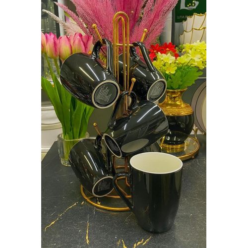 product_image_name-Generic-6-Piece Ceramic Drinking Mug Set With Metal Storage Stand For Home And Office Use-2